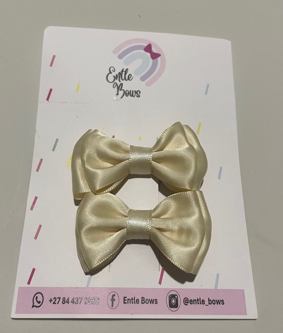 Cream Twin Hair Bows (Set of 2)