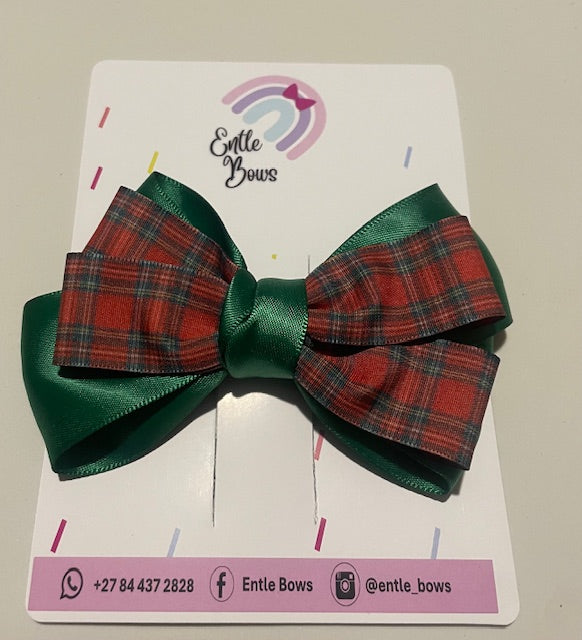 Green Checked Giant Hair Bow
